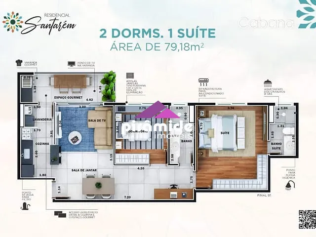 Apartamento com 79m² 2 quartos e 2 banheiros, à venda, no bairro Parque Industrial em São José dos Campos