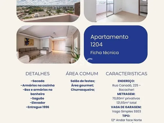 Apartamento com 122m² 3 quartos e 2 banheiros, à venda, no bairro Bacacheri em Curitiba