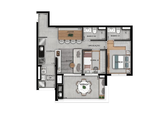 Apartamento com 71m² 2 quartos e 2 banheiros, à venda, no bairro Vila Guilhermina em São Paulo