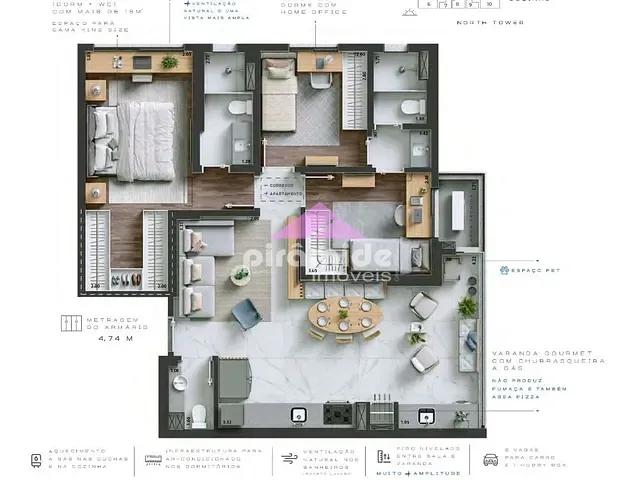 Apartamento com 83m² 3 quartos e 4 banheiros, à venda, no bairro Jardim das Colinas em São José dos Campos