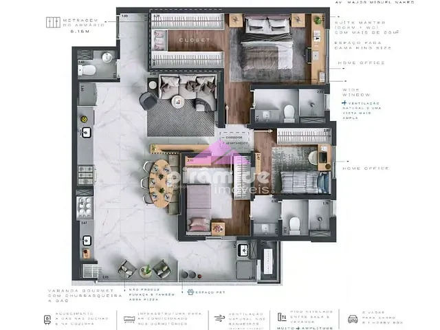 Apartamento com 91m² 3 quartos e 4 banheiros, à venda, no bairro Jardim das Colinas em São José dos Campos