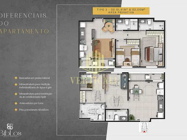 Apartamento com 53m² 2 quartos e 2 banheiros, à venda, no bairro Jardim Florianópolis em Cuiabá