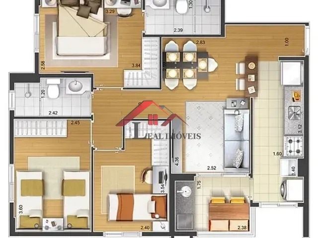 Apartamento com 70m² 3 quartos e 1 banheiro, à venda, no bairro Santa Paula em São Caetano do Sul