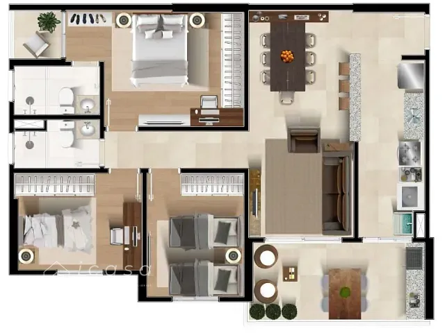 Apartamento 3 quartos e 2 banheiros, à venda, no bairro Jardim Pereira do Amparo em Jacareí