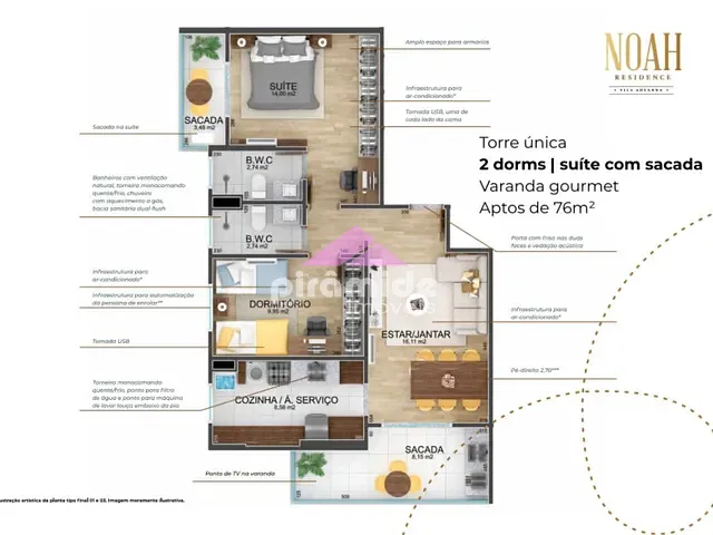 Apartamento com 76m² 2 quartos e 2 banheiros, à venda, no bairro Jardim São Dimas em São José dos Campos