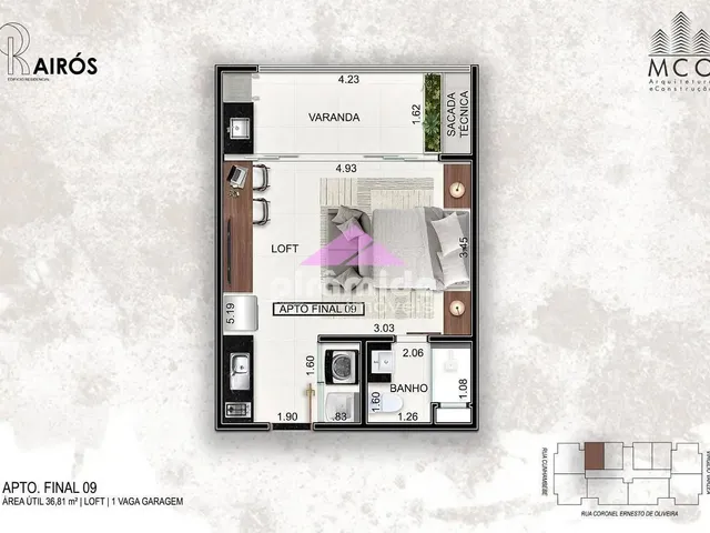 Apartamento com 37m² 1 quarto e 1 banheiro, à venda, no bairro Centro em Ubatuba