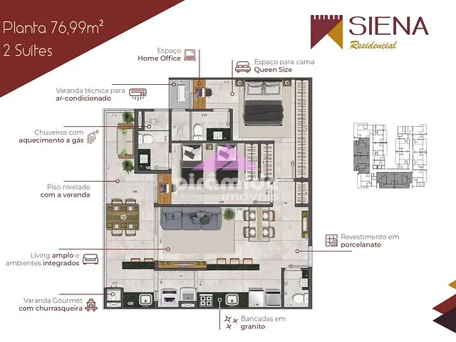 Apartamento com 77m² 2 quartos e 3 banheiros, à venda, no bairro Itagua em Ubatuba