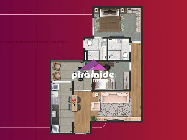 Apartamento com 66m² 2 quartos e 2 banheiros, à venda, no bairro Urbanova em São José dos Campos