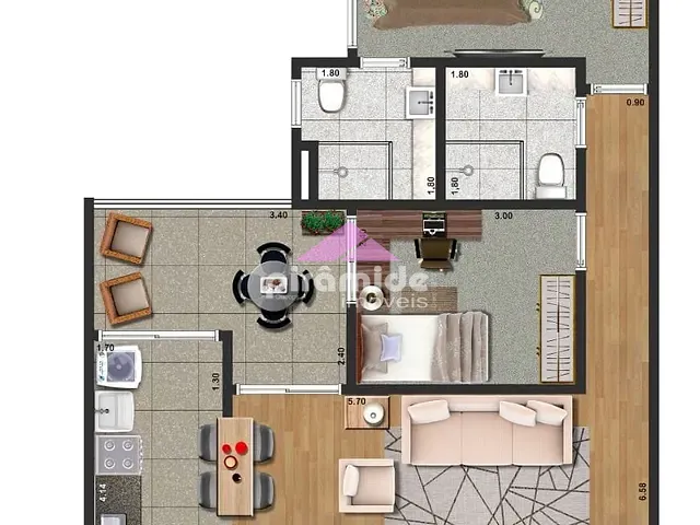 Apartamento com 66m² 2 quartos e 2 banheiros, à venda, no bairro Urbanova em São José dos Campos