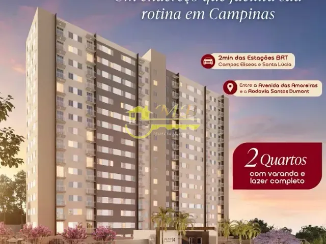 Apartamento 2 quartos e 1 banheiro, à venda, no bairro Chácaras Campos Elíseos em Campinas