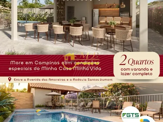 Apartamento 2 quartos e 1 banheiro, à venda, no bairro Chácaras Campos Elíseos em Campinas