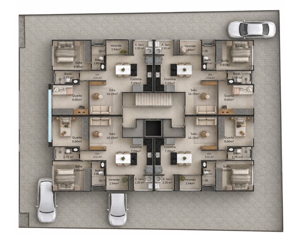 Apartamento com 61m² 2 quartos e 2 banheiros, à venda, no bairro Recreio em Rio das Ostras