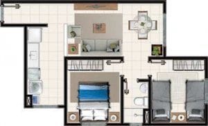Foto do Apartamento - Apartamento à venda 2 Quartos, 1 Vaga, 48.24M², Chácaras Califórnia, Contagem - MG | Laris imóveis