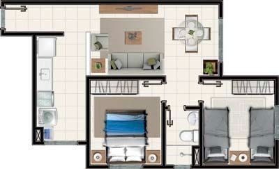 Foto do Apartamento - Apartamento à venda 2 Quartos, 1 Vaga, 48.24M², Chácaras Califórnia, Contagem - MG | Laris imóveis