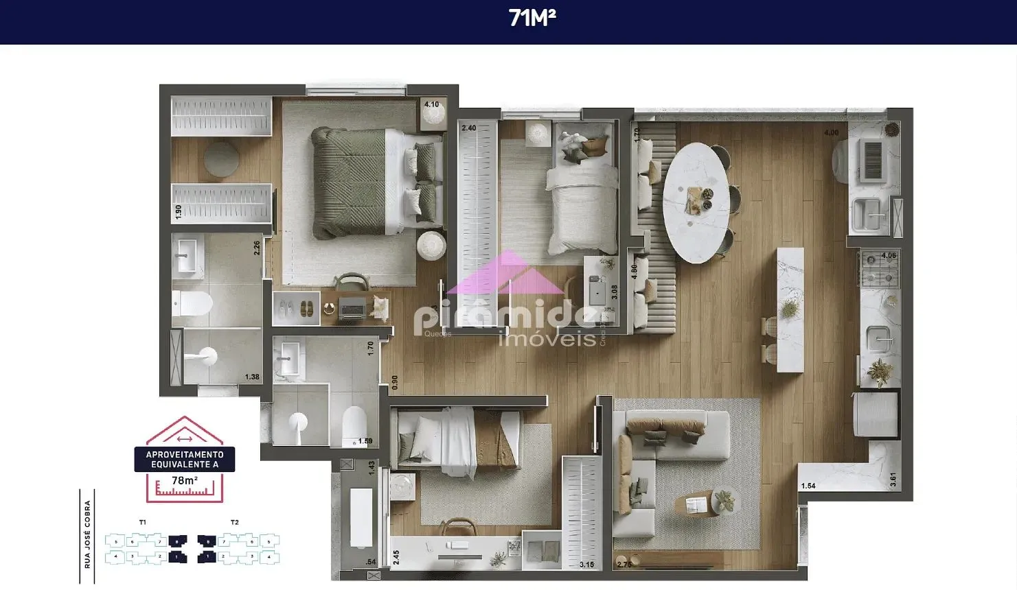 Apartamento, 3 quartos, 71 m² - Foto 2