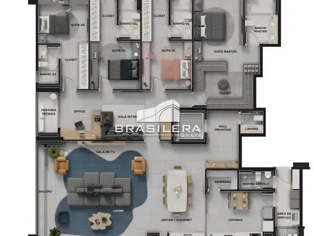 Apartamento com 270m² 4 quartos e 5 banheiros, à venda, no bairro Jardim América em Goiânia