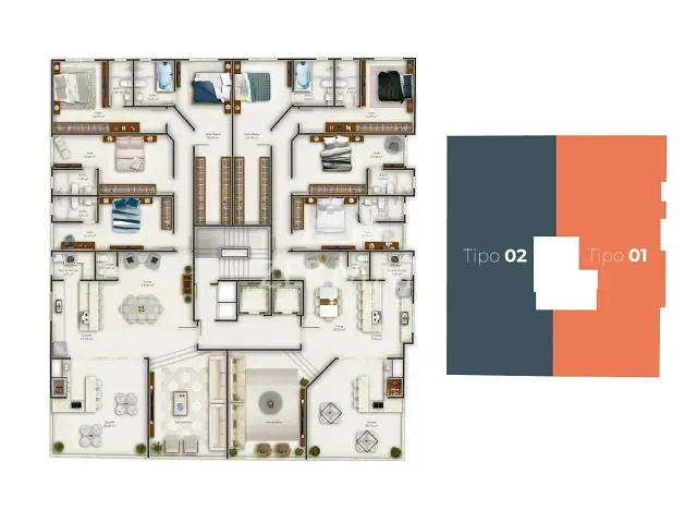 Apartamento 4 quartos e 5 banheiros, à venda, no bairro centro em Itapema