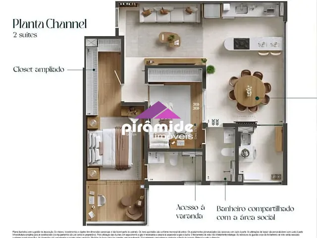 Apartamento com 76m² 2 quartos e 3 banheiros, à venda, no bairro Vila Adyana em São José dos Campos
