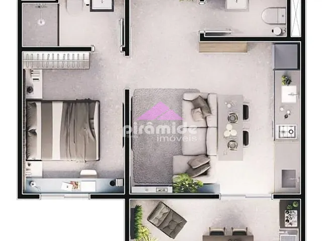 Apartamento com 43m² 1 quarto e 2 banheiros, à venda, no bairro Centro em São José dos Campos
