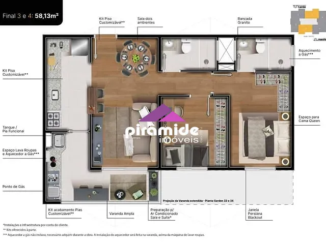 Apartamento com 58m² 2 quartos e 2 banheiros, à venda, no bairro Parque Industrial em São José dos Campos