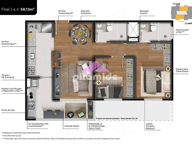 Apartamento com 58m² 2 quartos e 2 banheiros, à venda, no bairro Parque Industrial em São José dos Campos