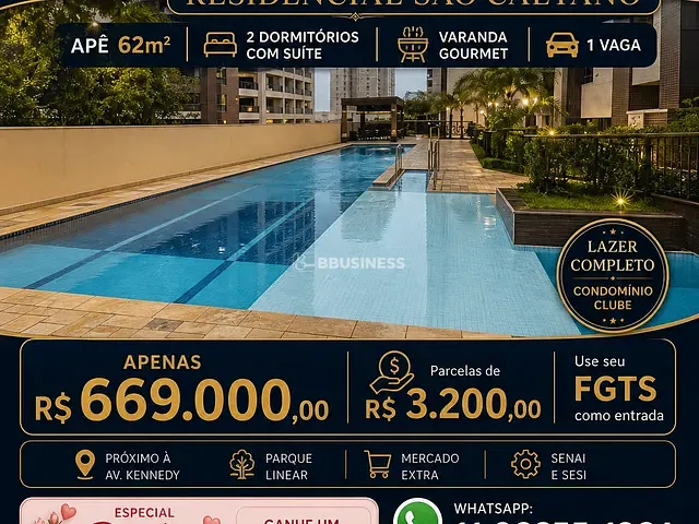 Apartamento com 70m² 2 quartos e 2 banheiros, à venda, no bairro Boa Vista em São Caetano do Sul