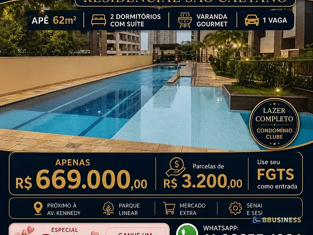 Apartamento com 70m² 2 quartos e 2 banheiros, à venda, no bairro Boa Vista em São Caetano do Sul