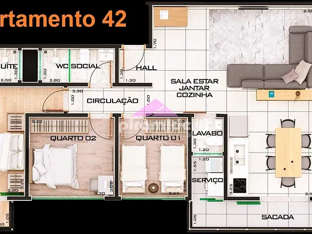 Apartamento com 125m² 3 quartos e 3 banheiros, à venda, no bairro Martim de Sá em Caraguatatuba