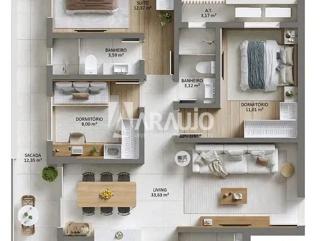 Apartamento com 162m² 3 quartos e 2 banheiros, à venda, no bairro Vila Operária em Itajaí