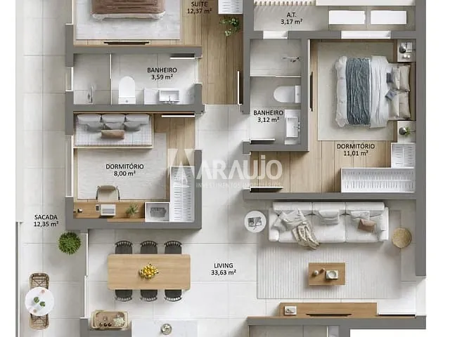 Apartamento com 162m² 3 quartos e 2 banheiros, à venda, no bairro Vila Operária em Itajaí