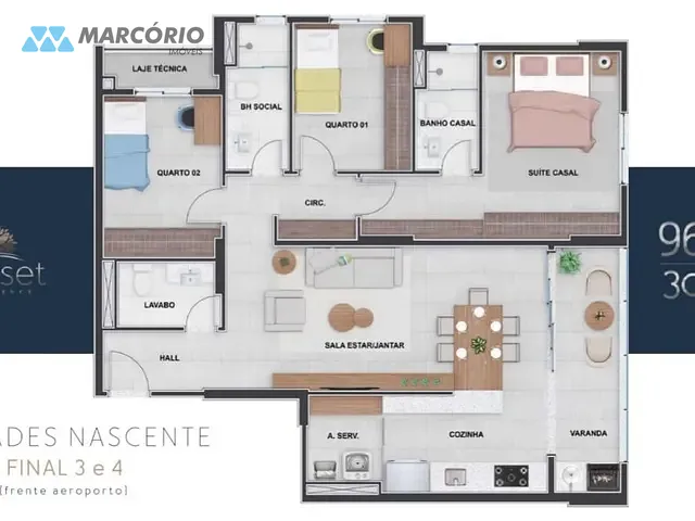 Apartamento com 96m² 3 quartos e 4 banheiros, à venda, no bairro Goiânia 2 em Goiânia