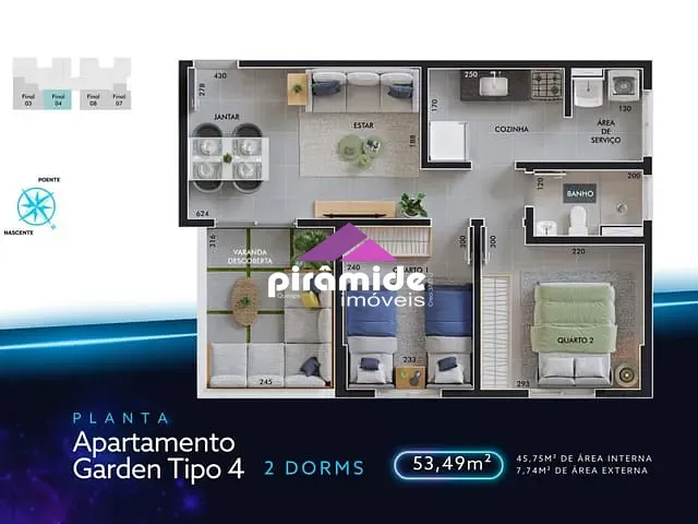 Apartamento com 53m² 2 quartos e 1 banheiro, à venda, no bairro Jardim Uirá em São José dos Campos