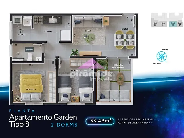 Apartamento com 53m² 2 quartos e 1 banheiro, à venda, no bairro Jardim Uirá em São José dos Campos