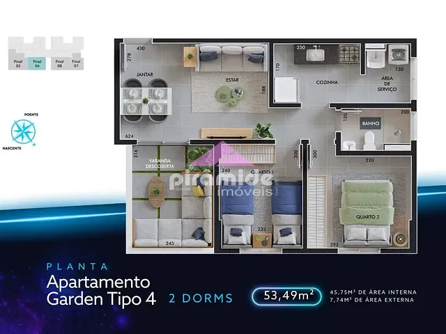 Apartamento com 53m² 2 quartos e 1 banheiro, à venda, no bairro Jardim Uirá em São José dos Campos