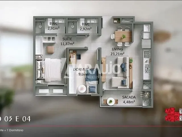 Apartamento com 111m² 2 quartos e 2 banheiros, à venda, no bairro Vila Operária em Itajaí