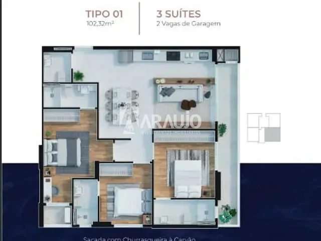Apartamento 3 quartos e 3 banheiros, à venda, no bairro Praia Brava em Itajaí