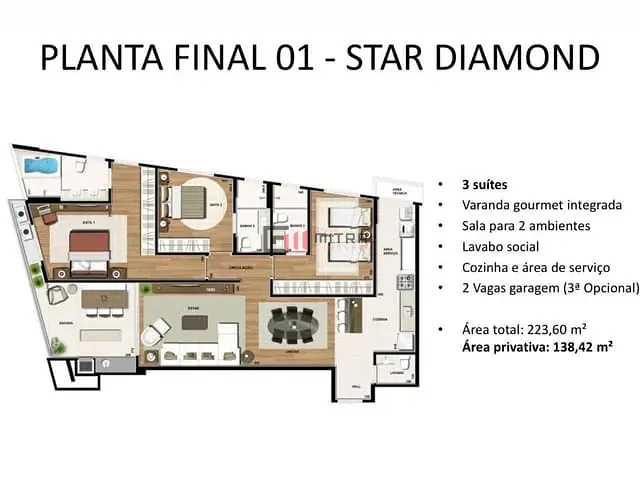 Apartamento com 224m² 3 quartos e 1 banheiro, à venda, no bairro América em Joinville
