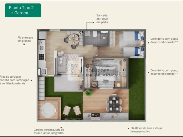 Apartamento 2 quartos e 1 banheiro, à venda, no bairro Viva Parque Residência em Indaiatuba