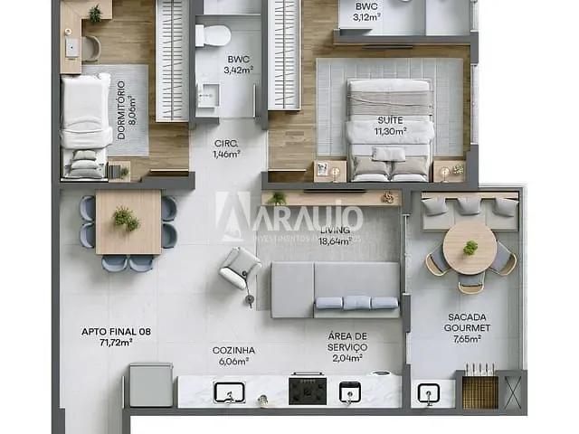 Apartamento com 72m² 2 quartos e 1 banheiro, à venda, no bairro Vila Operária em Itajaí