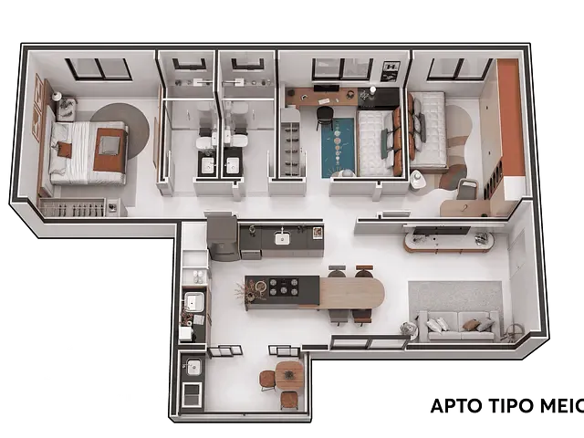 Apartamento com 82m² 3 quartos e 2 banheiros, à venda, no bairro Cidade Nobre em Ipatinga