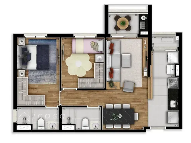Apartamento 2 quartos e 2 banheiros, à venda, no bairro Jardim Esplanada II em São José dos Campos