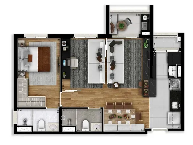 Apartamento 2 quartos e 2 banheiros, à venda, no bairro Jardim Esplanada II em São José dos Campos