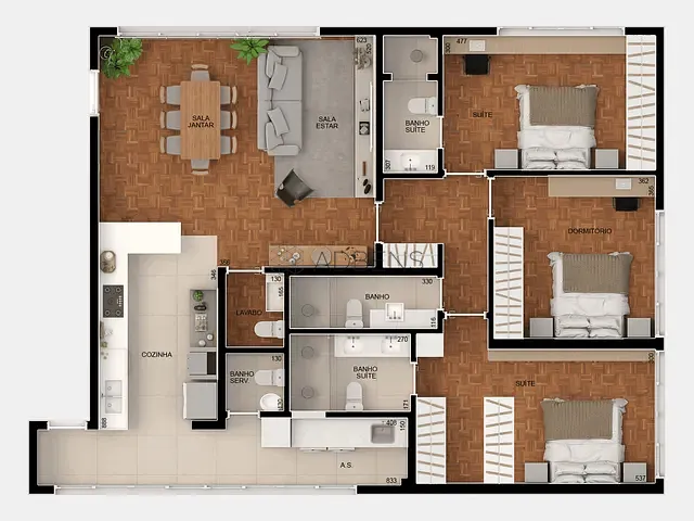 Apartamento 3 quartos e 1 banheiro, à venda, no bairro Jardim Portal I e II em São Paulo