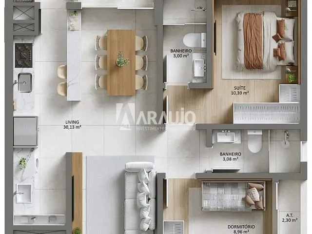 Apartamento com 120m² 2 quartos e 2 banheiros, à venda, no bairro Vila Operária em Itajaí