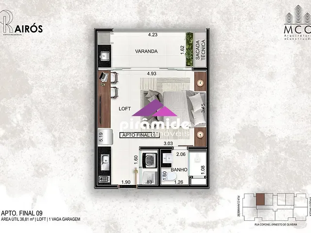 Apartamento com 37m² 1 quarto e 1 banheiro, à venda, no bairro Centro em Ubatuba