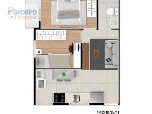 Apartamento com 44m² 2 quartos e 1 banheiro, à venda, no bairro Vila Carlos de Campos em São Paulo
