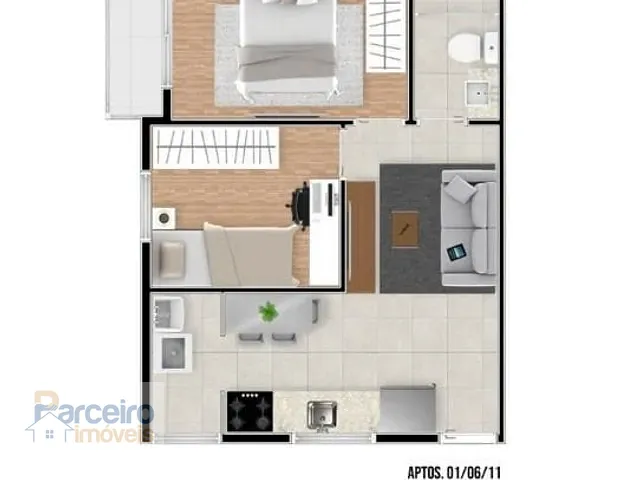 Apartamento com 44m² 2 quartos e 1 banheiro, à venda, no bairro Vila Carlos de Campos em São Paulo