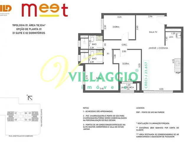 Apartamento com 79m² 3 quartos e 3 banheiros, à venda, no bairro Vila Sinibaldi em São José do Rio Preto