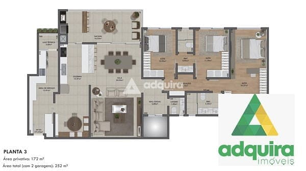 Apartamento, 3 quartos, 172 m² - Foto 1
