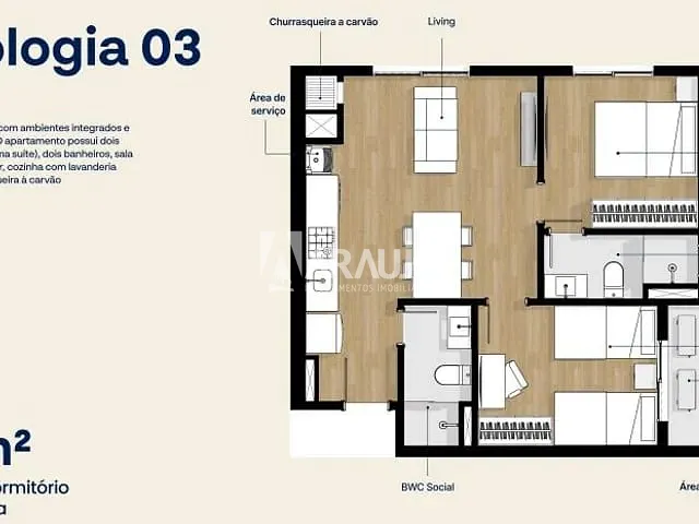 Apartamento com 54m² 2 quartos e 2 banheiros, à venda, no bairro São João em Itajaí